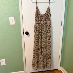 Molly Bracken Green and Pink Patterned Maxi Dress
